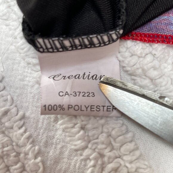 Creation Womens 3/4 Sleeve Tunic Top XXL Red Peacock Feathers Asymmetric Hem - Picture 4 of 8